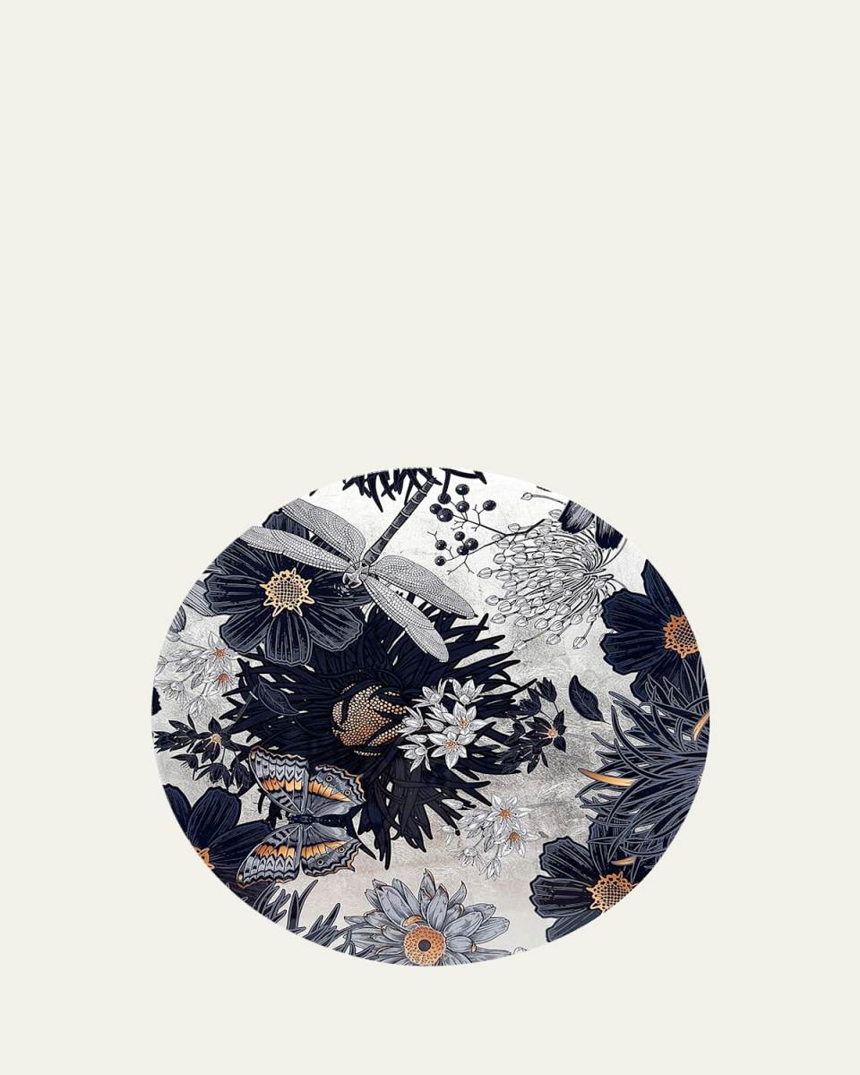 Silver Leaf Dragonfly Lacquer Placemat, 15" Round